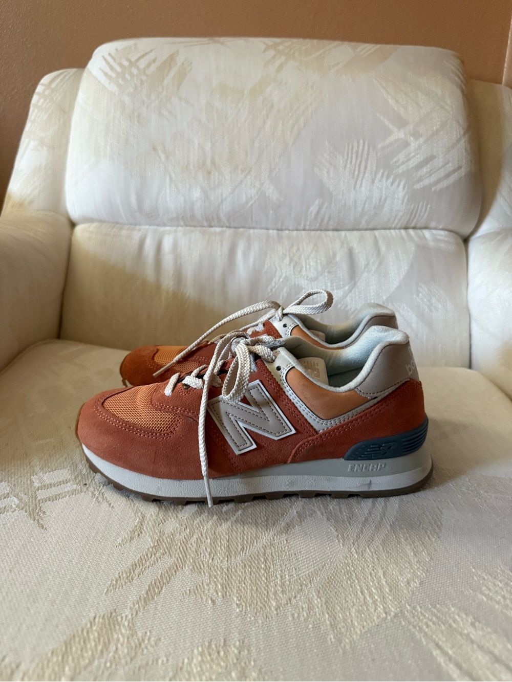 New Balance Kids Orange Suede & Mesh Sneaker